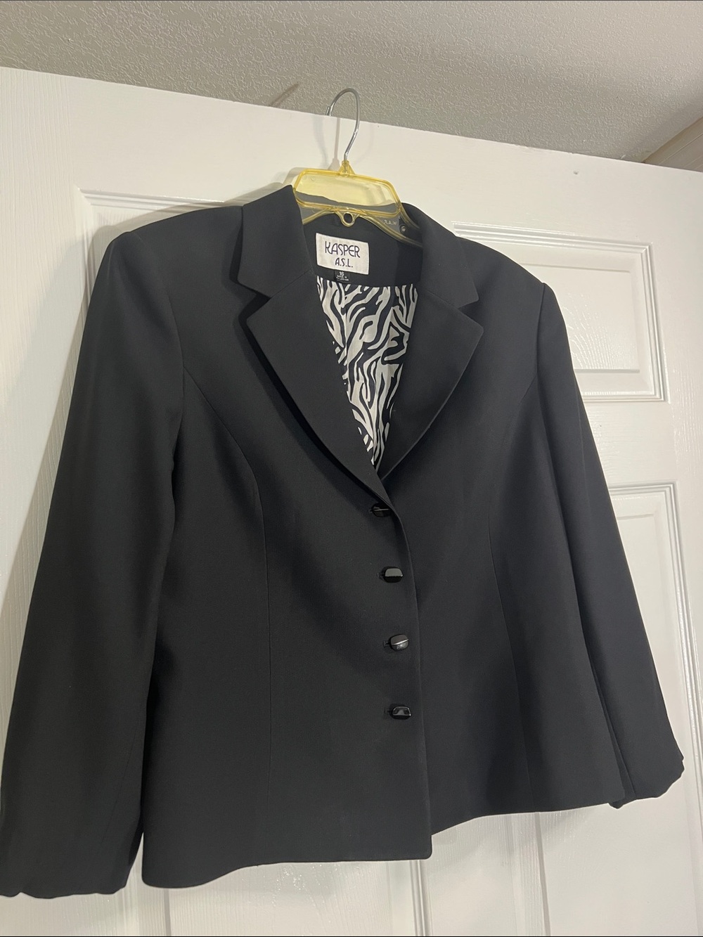Kasper Black Women's Blazer with Zebra-Print Lining